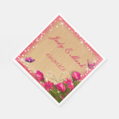 Rustisch houtsroze vlinderwoud servet (Hoek)