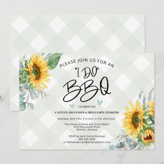 Rustisch I Do BBQ Sunflower Pset Vrijgezellenfeest Kaart (Voorkant / Achterkant)