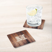 Rustisch Initiaal met monogrammatisch hout Kartonnen Onderzetters (Insitu)