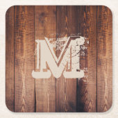 Rustisch Initiaal met monogrammatisch hout Kartonnen Onderzetters (Voorkant)
