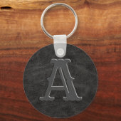 Rustisch Initiaal van Monogram zwart leder Sleutelhanger (Achterkant)