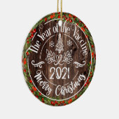 Rustisch jaar van het vaccin 2021 Kerstmis Keramisch Ornament (Rechts)