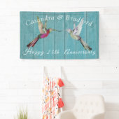 Rustisch Jubileum Hummingbird Blauwgroen Blue Wood Spandoek (Insitu)