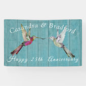 Rustisch Jubileum Hummingbird Blauwgroen Blue Wood Spandoek (Horizontaal)