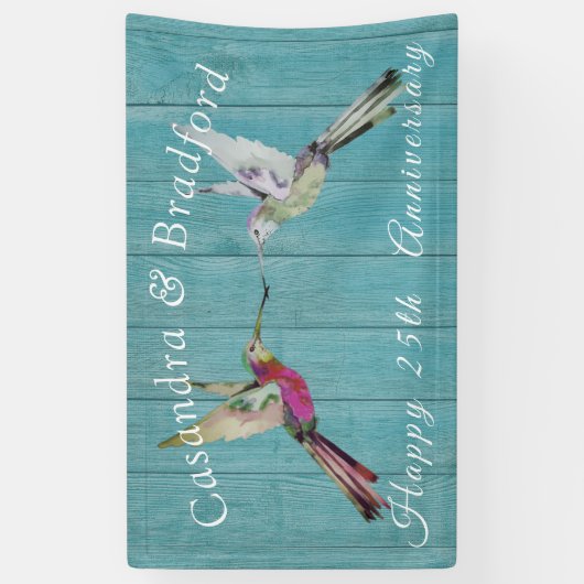 Rustisch Jubileum Hummingbird Blauwgroen Blue Wood Spandoek (Verticaal)