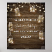 Rustisch Jubileum met houten achtergrond lichte gl Poster (Voorkant)