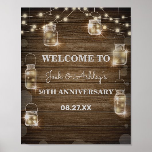 Rustisch Jubileum met houten achtergrond lichte gl Poster (Voorkant)