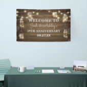 Rustisch Jubileum met houten achtergrond lichte gl Spandoek (Beurs)