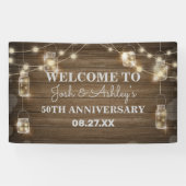 Rustisch Jubileum met houten achtergrond lichte gl Spandoek (Horizontaal)