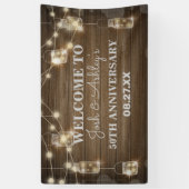 Rustisch Jubileum met houten achtergrond lichte gl Spandoek (Verticaal)