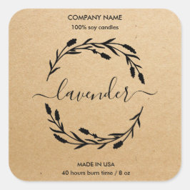 Rustisch kaarslabel Lavender Wreatar-etiket Vierkante Sticker
