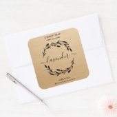 Rustisch kaarslabel Lavender Wreatar-etiket Vierkante Sticker (Envelop)