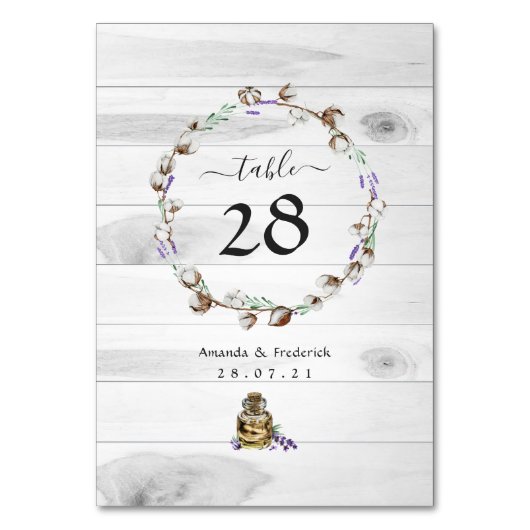 Rustisch katoenlaboratorium tabelnummer kaart (Voorkant)