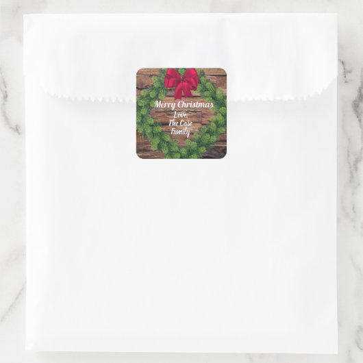 Rustisch Kerst sticker Envelopzegel (Tas)