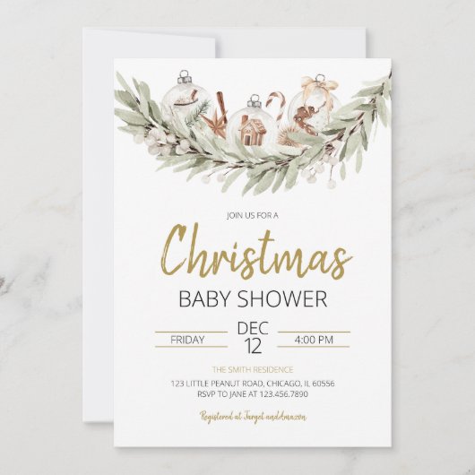 Rustisch kerstBaby shower Kaart (Voorkant)