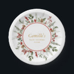 Rustisch kerstBaby shower Papieren Bordje<br><div class="desc">Breng een vleugje kerstcharme naar uw baby shower met onze Winter Greenery papier borden. Overeenkomende artikelen in onze winkel Cava party design</div>