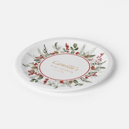 Rustisch kerstBaby shower Papieren Bordje (Gekanteld)