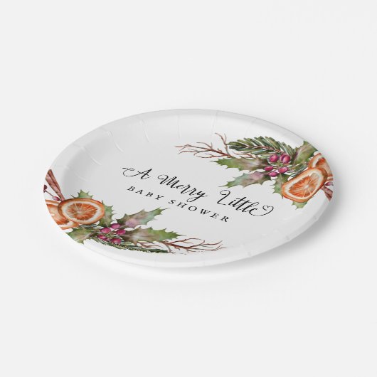 Rustisch kerstBaby shower Papieren Bordje (Gekanteld)