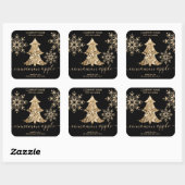 Rustisch kerstboomkaarsenlabel met glitter vierkante sticker (Vel)