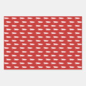 Rustisch kerstboompatroon in land, rood en wit inpakpapier vel (Voorkant)