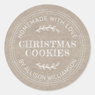 Rustisch kerstcadeau voor kerstkoekjes Kraft Paper Ronde Sticker