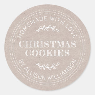 Rustisch kerstcadeau voor kerstkoekjes Kraft Paper Ronde Sticker