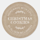 Rustisch kerstcadeau voor kerstkoekjes Kraft Paper Ronde Sticker (Voorkant)