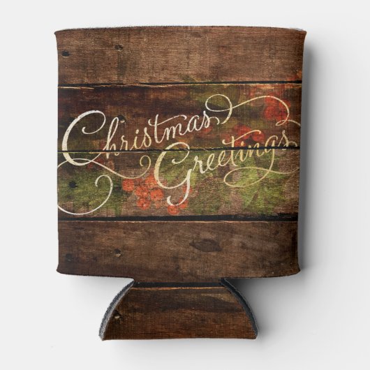Rustisch kerstfeest blikjeskoeler (Voorkant)
