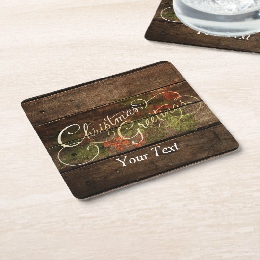 Rustisch kerstfeest kartonnen onderzetters (Schuin)