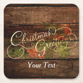 Rustisch kerstfeest kartonnen onderzetters