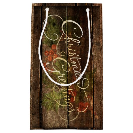 Rustisch kerstfeest klein cadeauzakje (Voorkant)