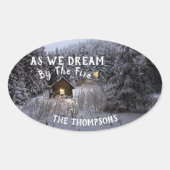 Rustisch kerstfeest ovale sticker (Voorkant)