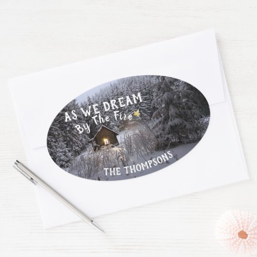 Rustisch kerstfeest ovale sticker (Envelop)