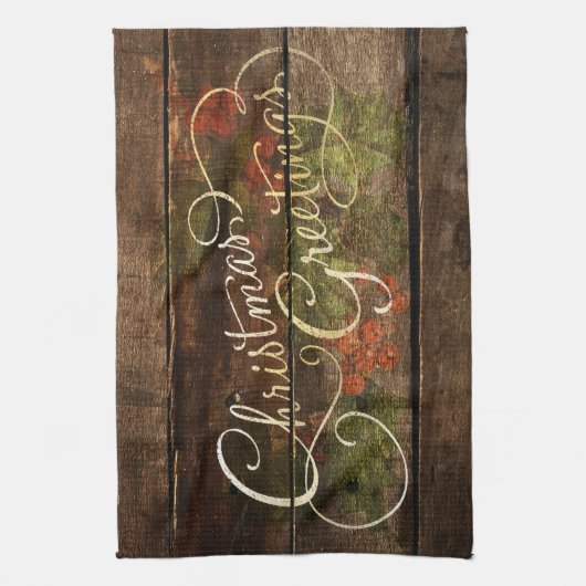 Rustisch kerstfeest theedoek (Verticaal)