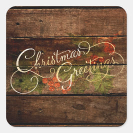 Rustisch kerstfeest vierkante sticker