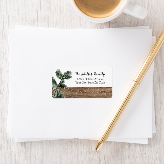 Rustisch kerstfeestadres met kerstmis etiket (Insitu)