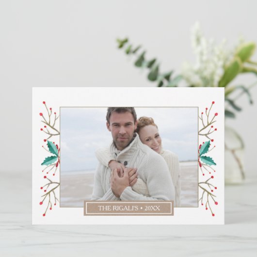 Rustisch kerstfoto-Wenskaart - afdrukken Feestdagenkaart (Staand voorkant)