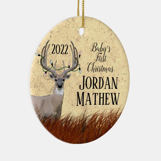 Rustisch kerstkeramisch Ornament met Deer First (Rechts)