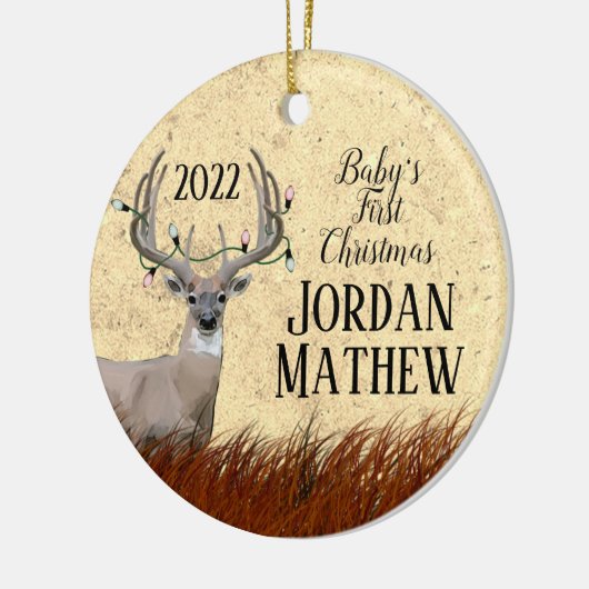 Rustisch kerstkeramisch Ornament met Deer First (Links)