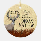 Rustisch kerstkeramisch Ornament met Deer First (Achterkant)