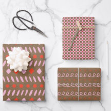 Rustisch kerstpapier met rood en roze pink