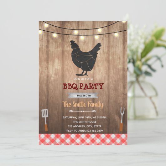 Rustisch kippenthema kaart (Staand voorkant)