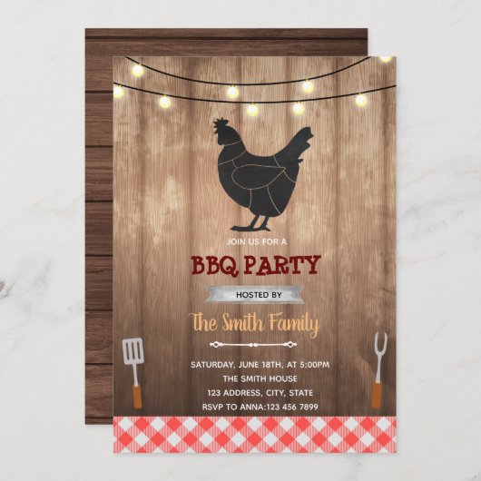 Rustisch kippenthema kaart (Voorkant / Achterkant)