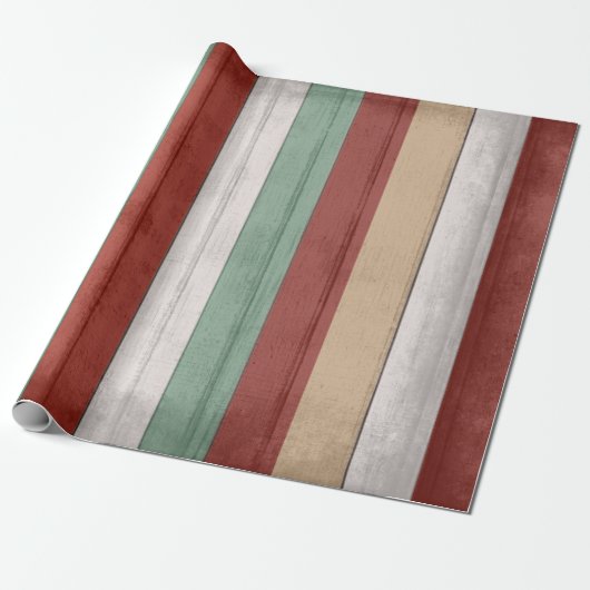 Rustisch  kleurrijk hout cadeaupapier (Uitgerold)