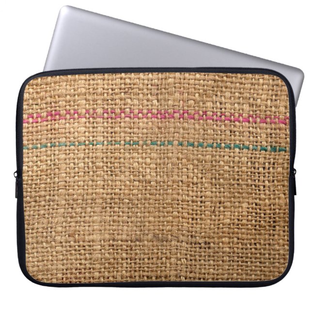 Rustisch koffiezakmateriaal laptop sleeve (Voorkant)