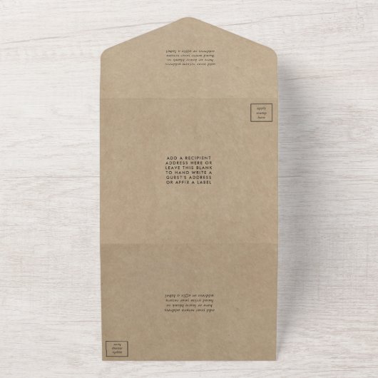 Rustisch koninklijk koninklijk koninkrijk Kraft Mo All In One Uitnodiging (Buitenkant)