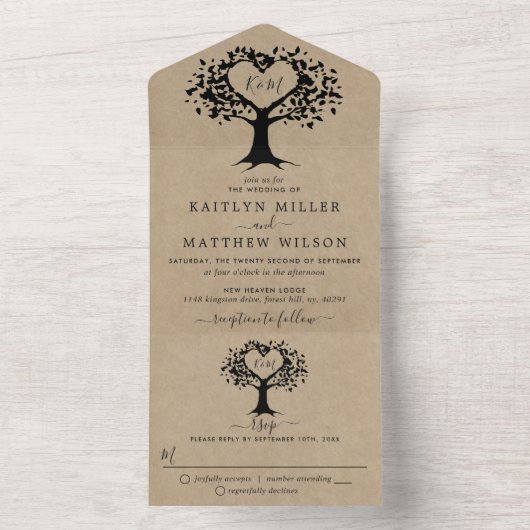 Rustisch koninklijk koninklijk koninkrijk Kraft Mo All In One Uitnodiging (Binnen)