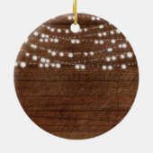 Rustisch Koord licht Ons eerste Jubileum Keramisch Ornament (Achterkant)