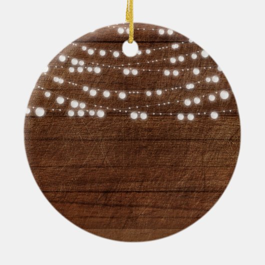 Rustisch Koord licht Ons eerste Jubileum Keramisch Ornament (Achterkant)