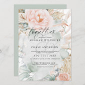 Rustisch koraal Roos Floral Waterverf Kaart (Voorkant / Achterkant)